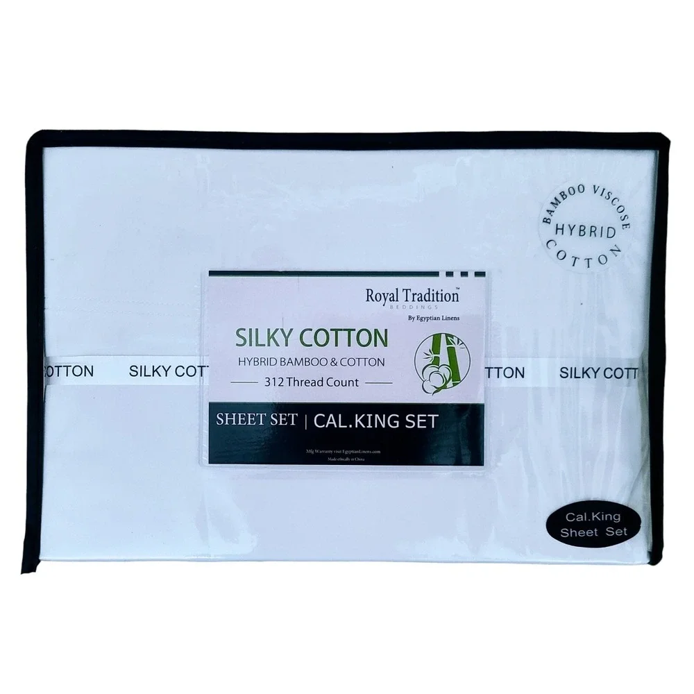 Luxury Bamboo Bed Sheet Set Hypoallergenic‎ Cotton-Bamboo Blend California King